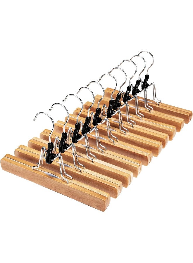 HOUSE DAY HOUSE DAY 20 Pack Naturel Clamp Wooden Pants Hangers Non Slip Wood Skirt Hangers Wood Jeans/Slack Hanger with 360° Swivel Hook - Pants Hangers for Skirts, Slacks  - Image 1