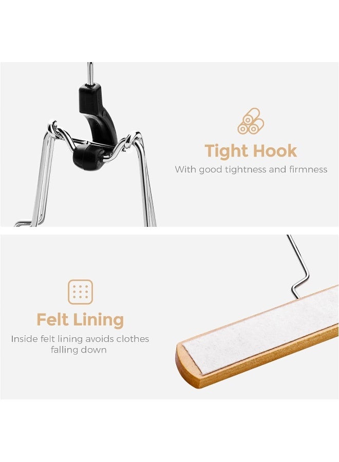 HOUSE DAY HOUSE DAY 20 Pack Naturel Clamp Wooden Pants Hangers Non Slip Wood Skirt Hangers Wood Jeans/Slack Hanger with 360° Swivel Hook - Pants Hangers for Skirts, Slacks  - Image 3