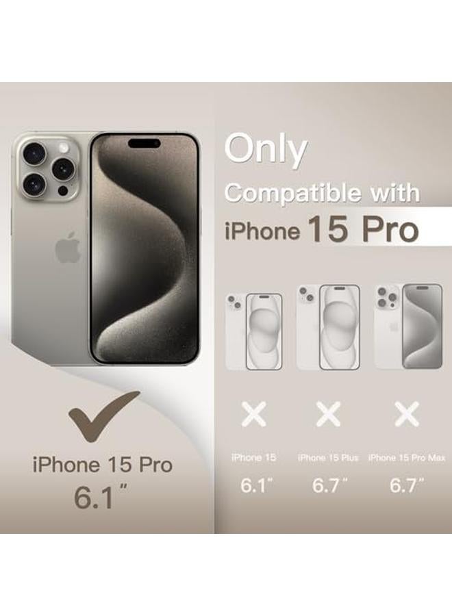 جي تيك جراب رفيع للغاية 0.35 مم لهاتف Iphone 15 Pro مقاس 6.1 بوصة، غطاء عدسة الكاميرا للحماية الكاملة، خفيف الوزن، غير لامع، جراب صلب بسيط من البولي بروبلين، يدعم الشحن اللاسلكي، تيتانيوم طبيعي - Image 2