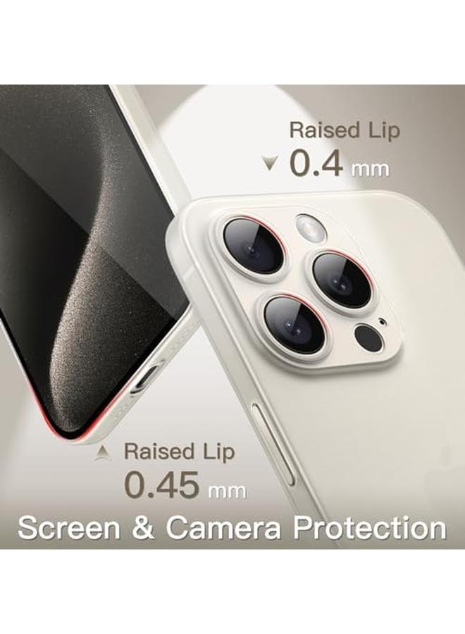 جي تيك جراب رفيع للغاية 0.35 مم لهاتف Iphone 15 Pro مقاس 6.1 بوصة، غطاء عدسة الكاميرا للحماية الكاملة، خفيف الوزن، غير لامع، جراب صلب بسيط من البولي بروبلين، يدعم الشحن اللاسلكي، تيتانيوم طبيعي - Image 4
