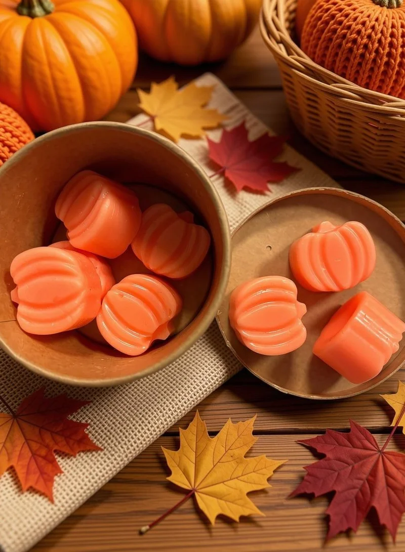 Florence Pumpkin Wax Melts, Pumpkin Spice Scented Soy Wax Melts, Fall Decor Shaped Wax Tarts for Wax Warmers (100g, Orange)