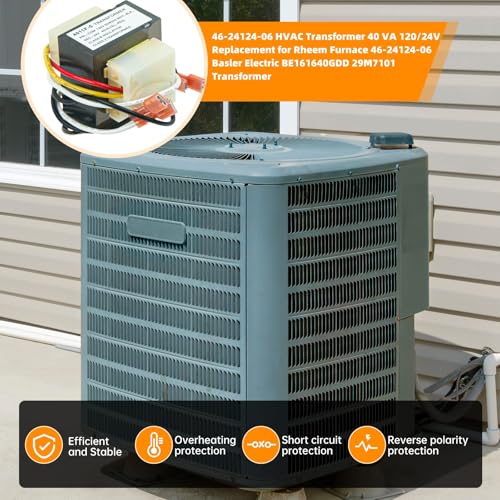 SYFLYH Replacement HVAC Transformer 120 to 24V 40VA #46-24124-06 for Rheem Furnace 46-24124-06 Basler Electric BE161640GDD 29M7101 4011F-5 HVAC Furnace Transformer - Image 3