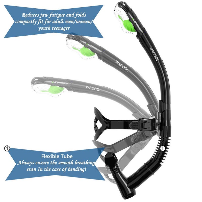 WACOOL Training Headstrap Support Dry Top Snorkel Tube Comfortable Mouthpiece One-Way Purge Valve for Pool Open Water Scuba Lap Swimming Swimmer Diving Snorkeling (Black) - Image 4