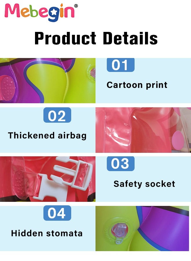 MEBEGIN 2Pcs Swim Vests Set for Kids, Floatation Vest with Adjustable Buckles and Cartoon Design, Buoyancy Swimming Aid Float Jackets for Learning Swiming, Perfect for Pool, Swim Lesson, Beach and Water Party - Image 4