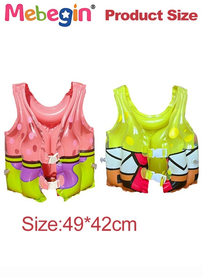 MEBEGIN 2Pcs Swim Vests Set for Kids, Floatation Vest with Adjustable Buckles and Cartoon Design, Buoyancy Swimming Aid Float Jackets for Learning Swiming, Perfect for Pool, Swim Lesson, Beach and Water Party - Image 3