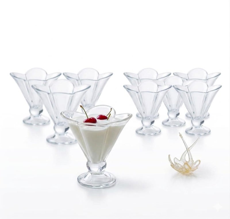 Fruit Glass Ice Cream Dessert Cup Set Fruit Salad Jelly Serving Cups Elegant Flower Design (6) - Image 1