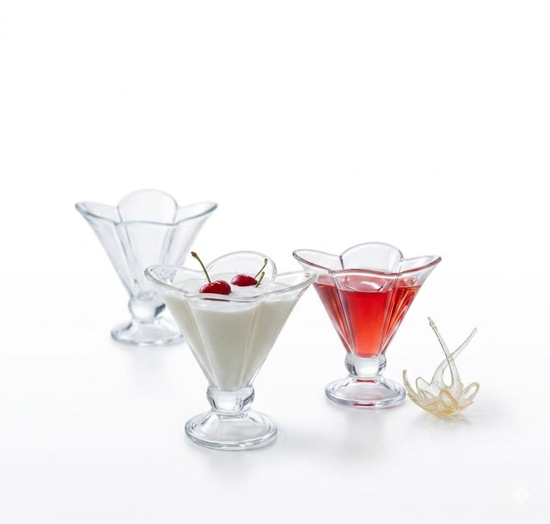 Fruit Glass Ice Cream Dessert Cup Set Fruit Salad Jelly Serving Cups Elegant Flower Design (6) - Image 5