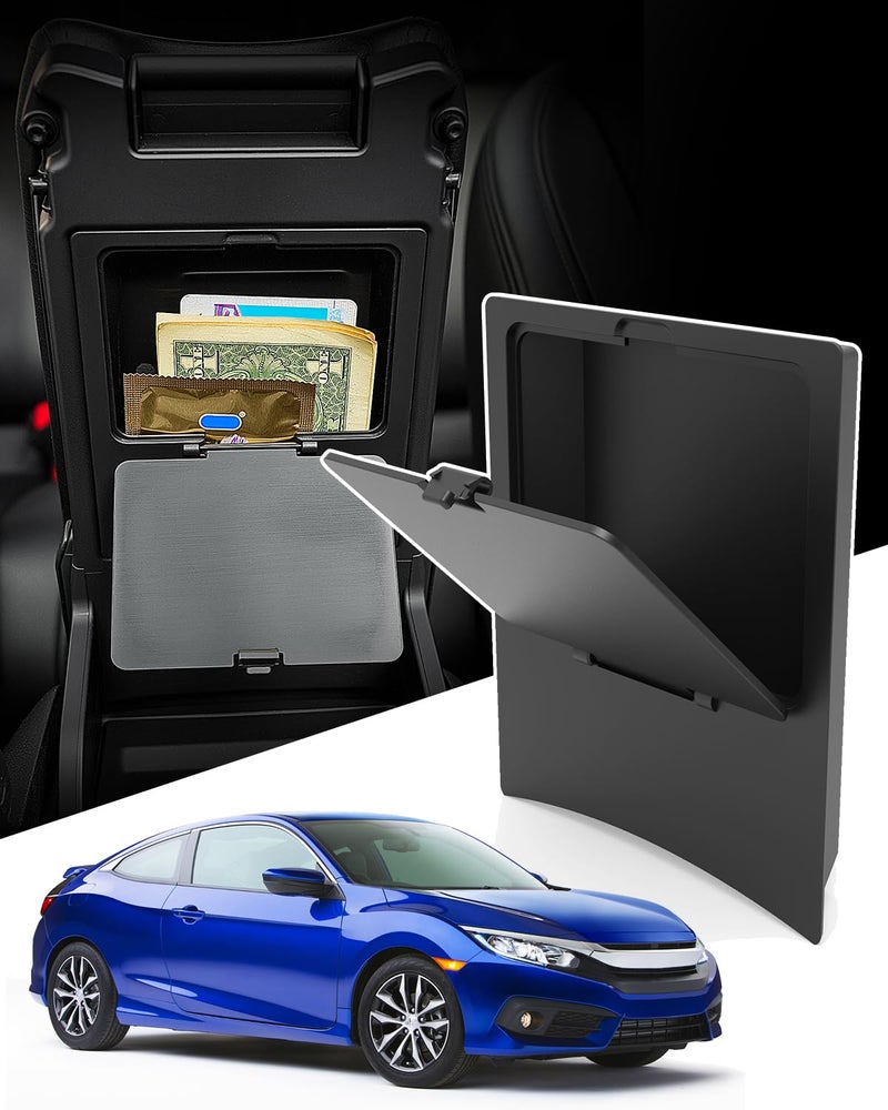 CarQiWireless Center Console Hidden storage box for Honda Civic 20162021 Center Console Organizer for Honda Civic Hatchback Si Coupe Type R Accessories 2021 2020 2019 2018 2017 2016