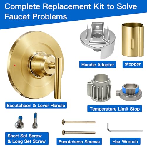 ZXFENG Shower Trim Kit for Moen T2901 Handle, Compatible with Moen Gibson Shower/Tub 2510/2520/2570/2590 Pressure balanced Valves Series, Repair Wobbly Handle or Bathroom Renovation,Brushed Gold - Image 4