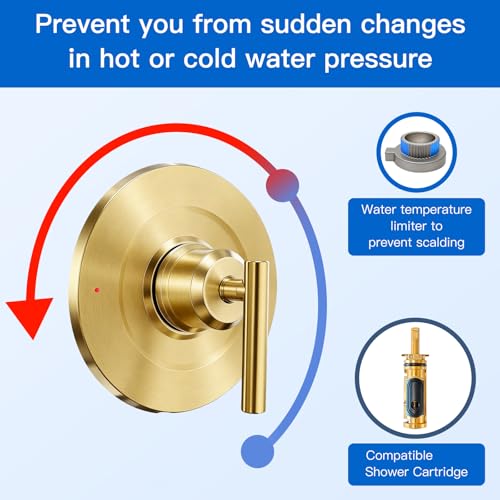 ZXFENG Shower Trim Kit for Moen T2901 Handle, Compatible with Moen Gibson Shower/Tub 2510/2520/2570/2590 Pressure balanced Valves Series, Repair Wobbly Handle or Bathroom Renovation,Brushed Gold - Image 5