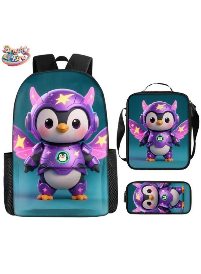 Bright Li Fire Fashion password for student teenagers! Popular cartoon bag three-piece set, practical and eye-catching (available for students, children, friends outings, mountain climbing, school, etc.) - 2 - Image 1