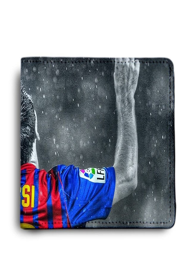 ShopMantra Messi Wallet for Boys | Messi Artwork Printed Bi-fold Boys Purse | Faux Leather Card Holder with Cash Pocket - Image 1
