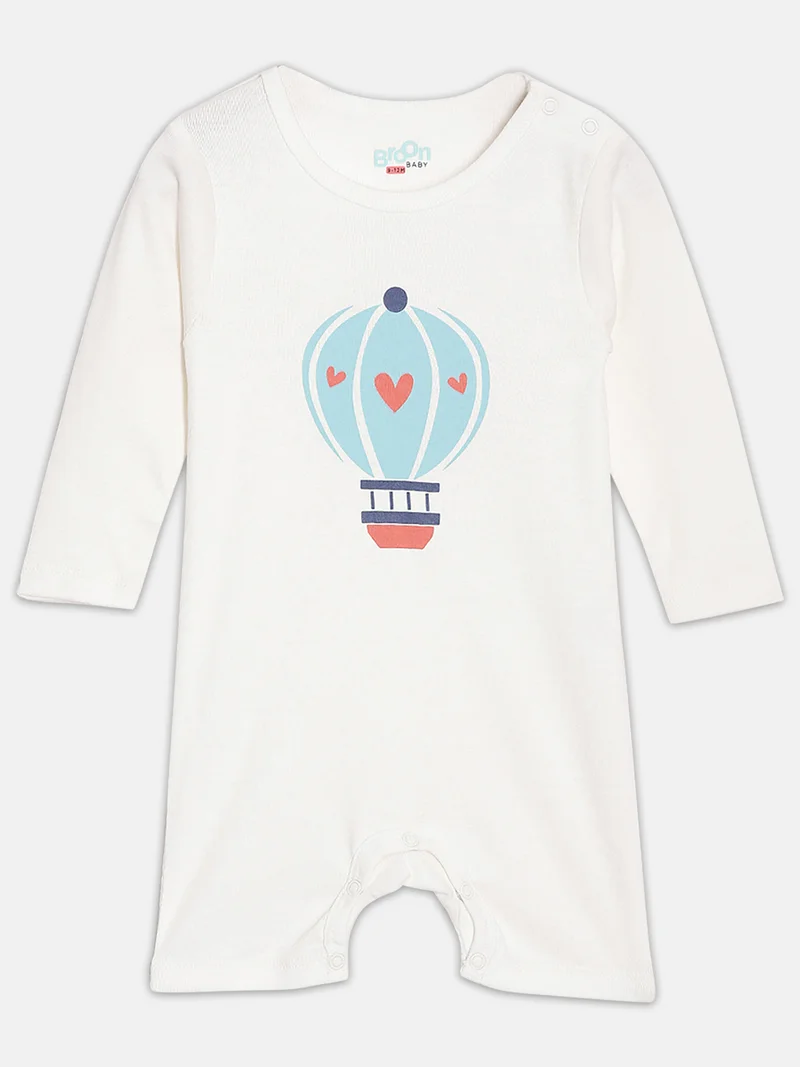 Broon Broon Infant Boys White Printed Organic Cotton Rompers Pack of 2