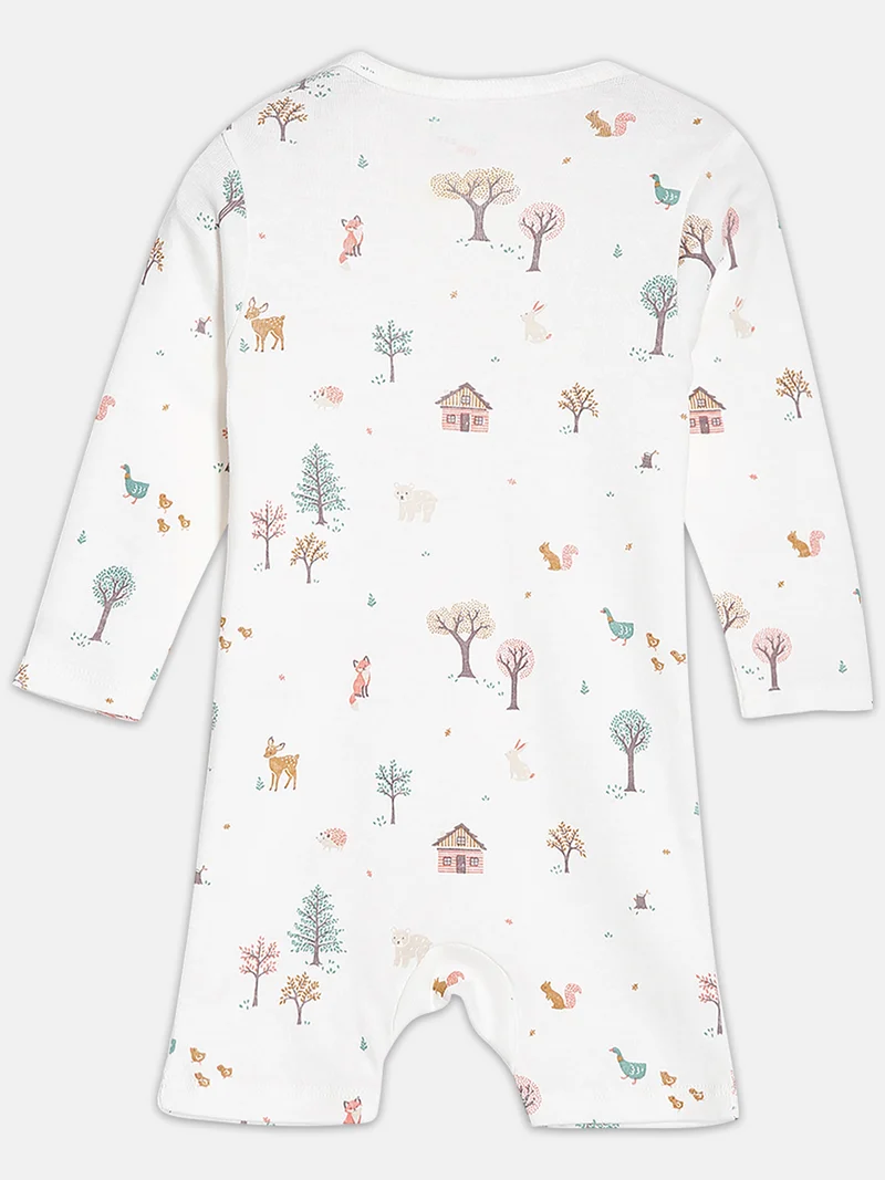 Broon Broon Infant Boys White Printed Organic Cotton Rompers Pack of 2