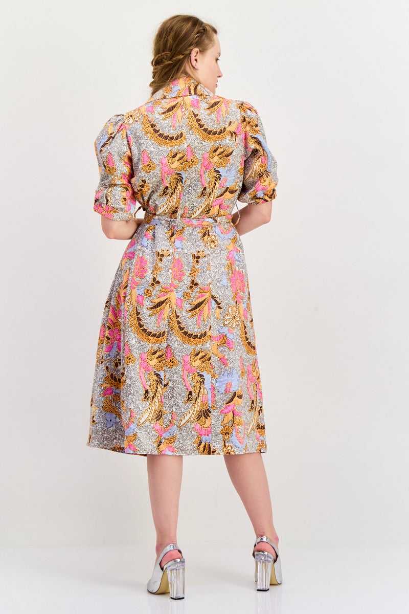 INC Women Floral Print Short Sleeve Jacket, White  - Image 3