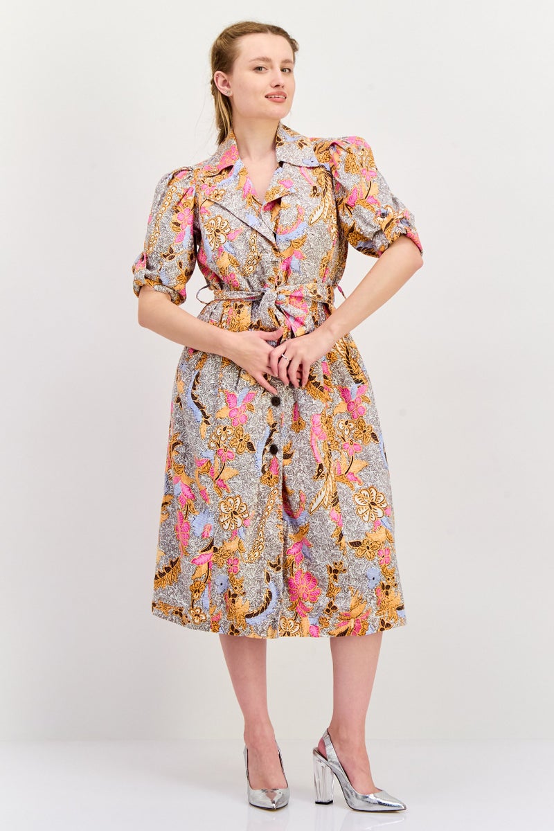 INC Women Floral Print Short Sleeve Jacket, White  - Image 1