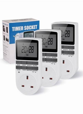 Set of 3 Digital Timer Plug Socket, Electrical Programmable Plug in Timer Switch for Light, with Large LCD Display, Anti-Theft Random Mode for Home Electrical Appliances - pzsku/Z00160BADB8F708A13858Z/45/_/1677034820/77127b34-51f8-460a-b426-586ba9d67743