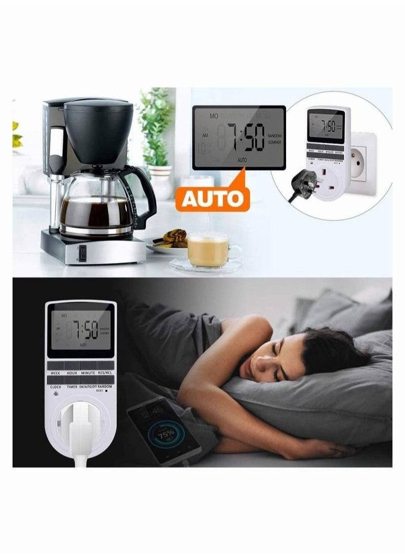 Generic - Set of 3 Digital Timer Plug Socket, Electrical Programmable Plug in Timer Switch for Light, with Large LCD Display, Anti-Theft Random Mode for Home Electrical Appliances - Image 1