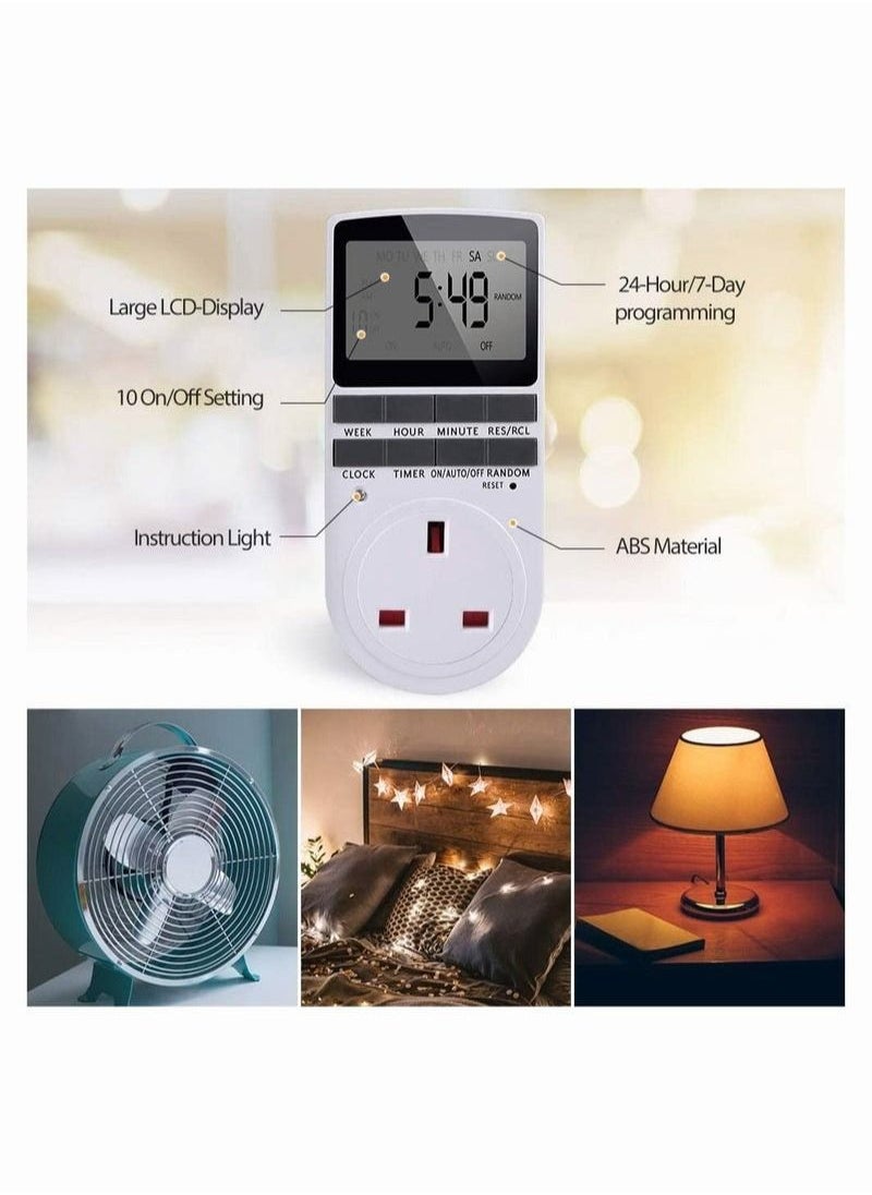 Generic - Set of 3 Digital Timer Plug Socket, Electrical Programmable Plug in Timer Switch for Light, with Large LCD Display, Anti-Theft Random Mode for Home Electrical Appliances - Image 1
