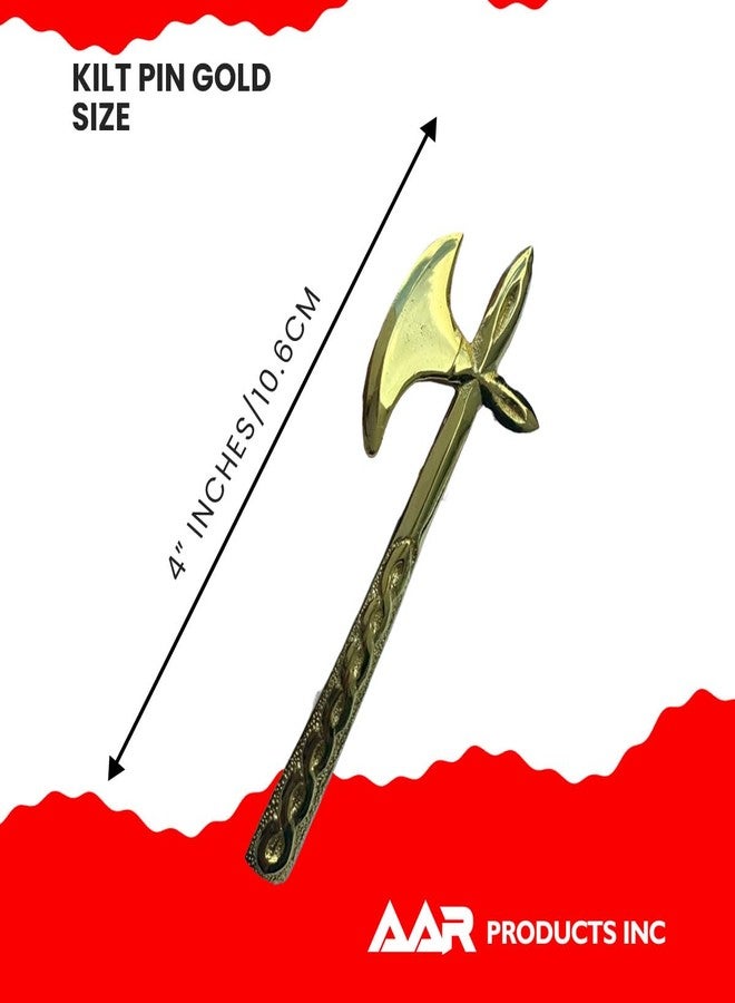AAR Scottish Kilt Pin Battle Axe Gold Finish - Image 3