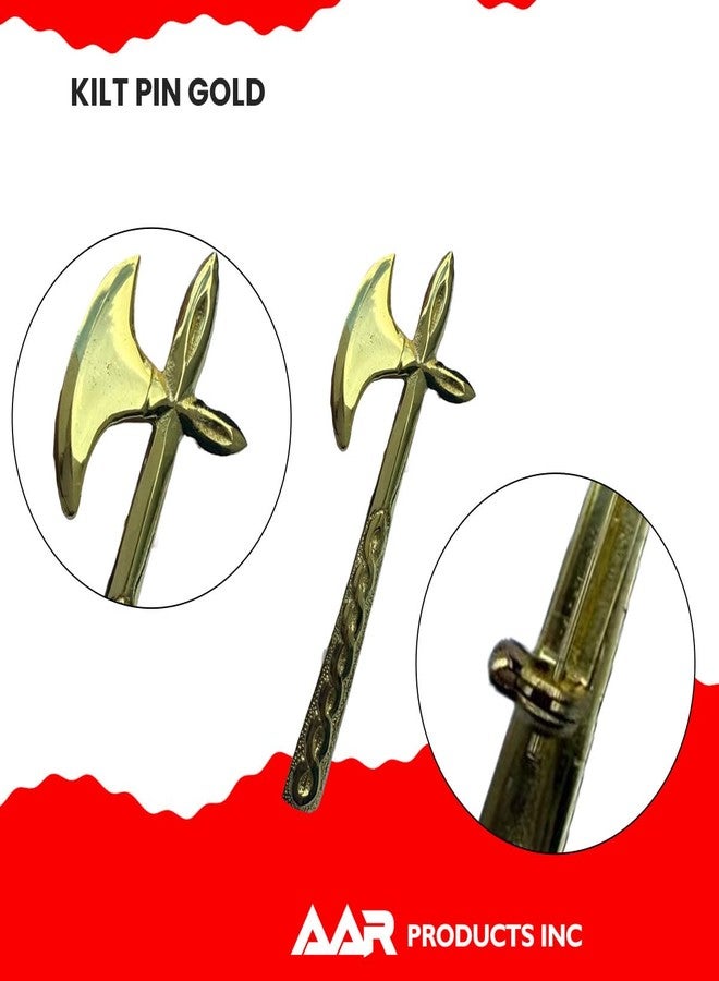 AAR Scottish Kilt Pin Battle Axe Gold Finish - Image 2