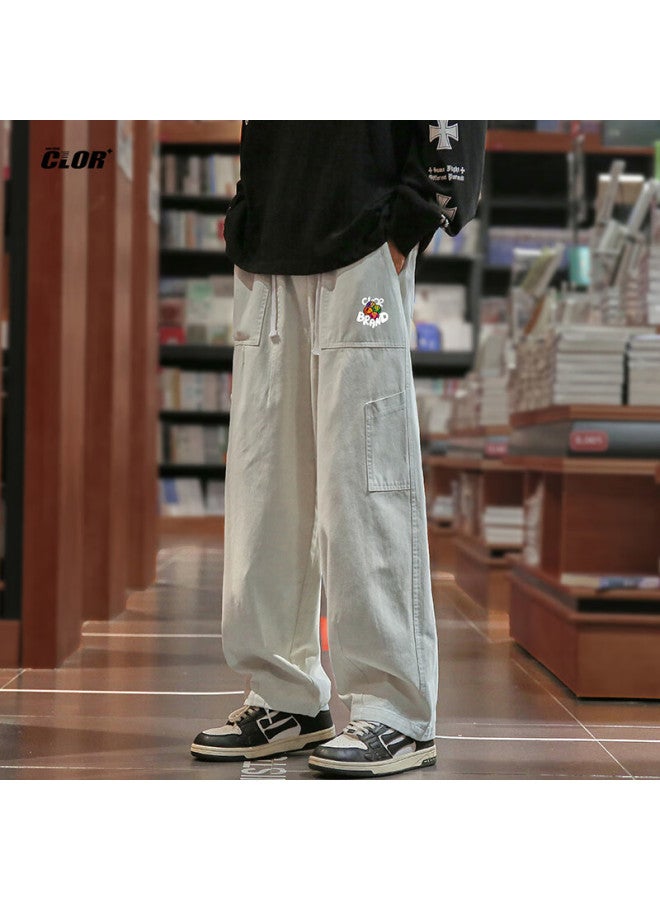 Clor Casual Pants For Men, Loose-fitting Straight-leg Trousers, Spring And Summer Workwear, Trendy Breathable Pants, Gl01 Khaki XL - Image 1