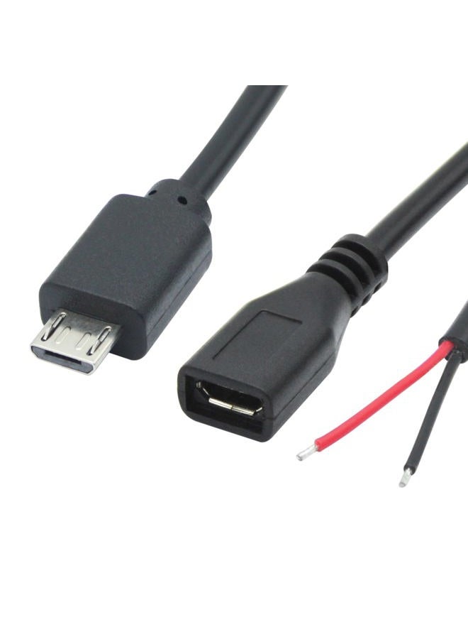 Maixbomr Short Micro USB Male & Female 2 Pin Bare Wire,30cm/11.8in Micro USB to Open End Pigtail Power Cable,Micro USB 22AWG 3A for Micro USB Equipment Installed or Replace Repair DIY Cable(4Pcs) - Image 2
