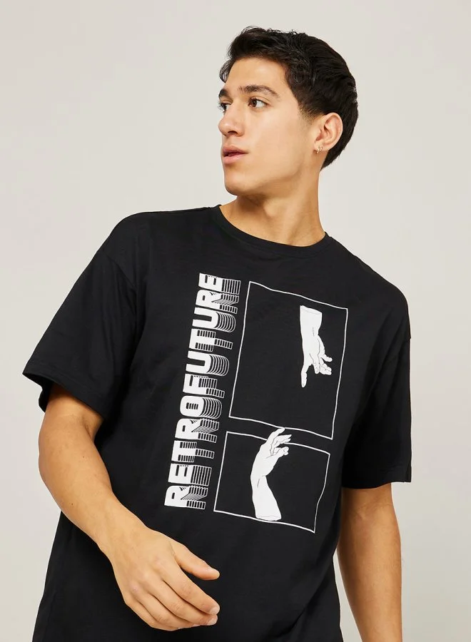 Styli Front Graphic Print Oversized T-Shirt