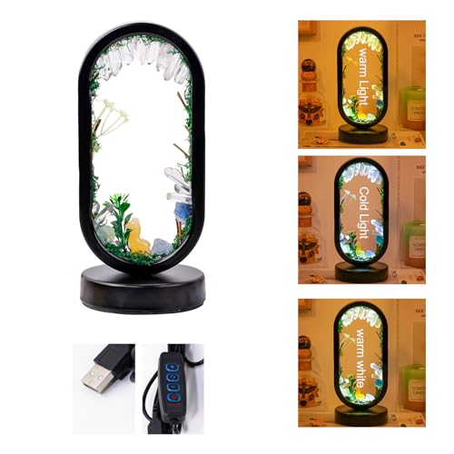 Runyangshi Natural Crystal Night Light LED Bedroom Living Room Night Lamp Oval Quartz Lamp USB Power Bionic Botanical Forest Style TriColor Adjustable Ambient Lighting Home Decoration Christmas Gift - Image 3