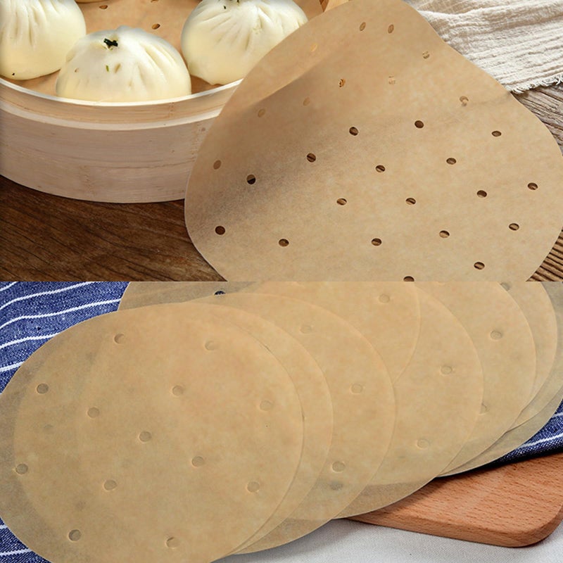 Numola Air Fryer Parchment Paper Liners, 100 Pcs Disposable Papers Liner for Baking, 9 Inch Safe and Non-stick Unbleache Steamer Liner for Microwave, Oven, Steaming Basket - Image 4