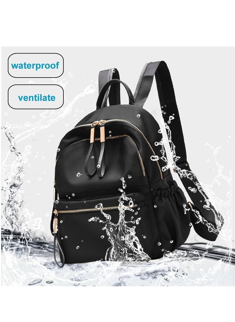 SYOSI - Waterproof Oxford Small Backpack, Ladies Fashion Designer Rucksack Convertible Travel Shoulder Bag for Women Girls Adult Kids School Travel Black - Image 1