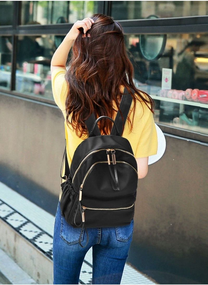 SYOSI - Waterproof Oxford Small Backpack, Ladies Fashion Designer Rucksack Convertible Travel Shoulder Bag for Women Girls Adult Kids School Travel Black - Image 1