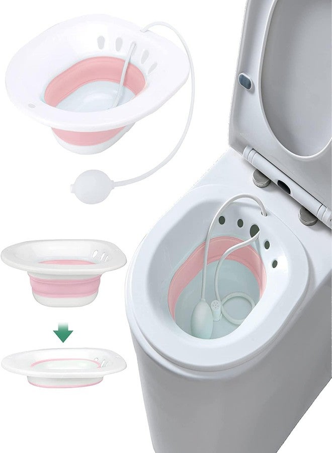 Zomify Sitz Bath Toilet Seat with Flusher | Folding Sitz Bath Tub for Pregnant Women | Postpartum Care, Hemorrhoids Recovery, Vaginal | Anal Inflammation Treatment -Portable Perineal Soaking Basin - Image 1