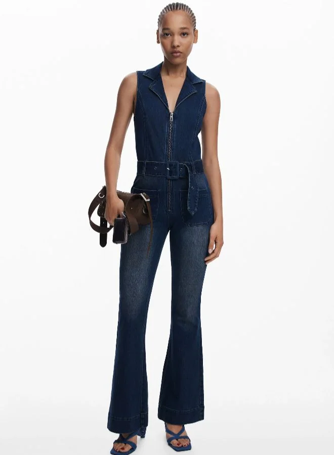 DESIGUAL Flared Denim Jumpsuit