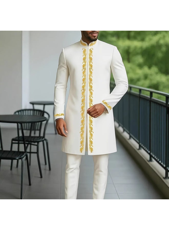 Abaya - Men's Traditional Embroidered Suit 2-Piece - 3XL - Wedding Suit, Islamic Clothing, Muslim Wear, Formal Wear, Dubai Thobe - Image 4