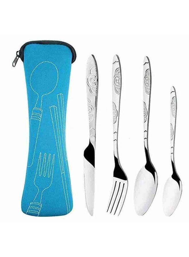 Red Stainless Steel Vintage Cutlery Set Portable Tableware Includes Steak Knife Fork Spoon - Image 2