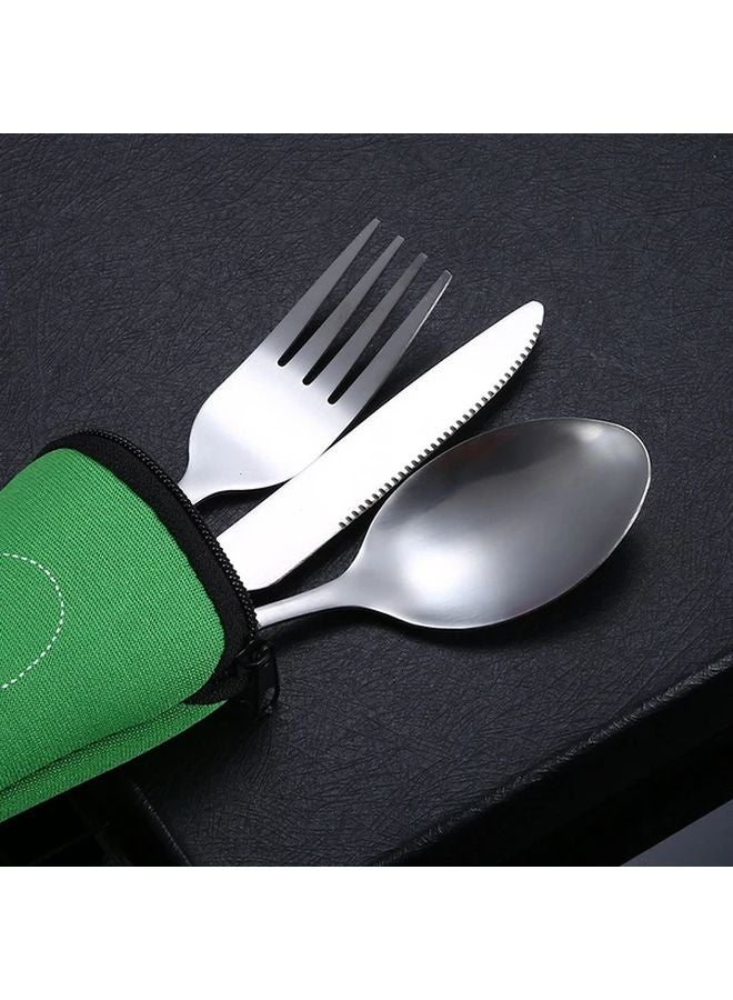 Red Stainless Steel Vintage Cutlery Set Portable Tableware Includes Steak Knife Fork Spoon - Image 3