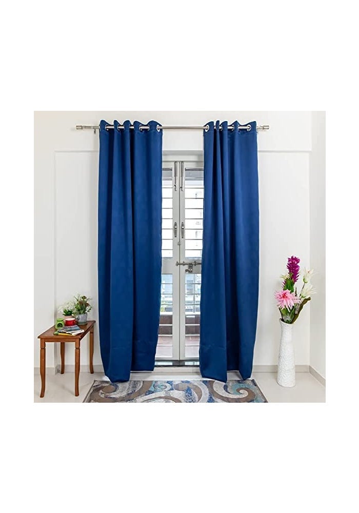 Parda Online Room Darkening Curtain - 3 Layer Thermal Insulated Eyelet Blackout Curtains, 9 Feet, Blue, Pack of 2 - Image 1
