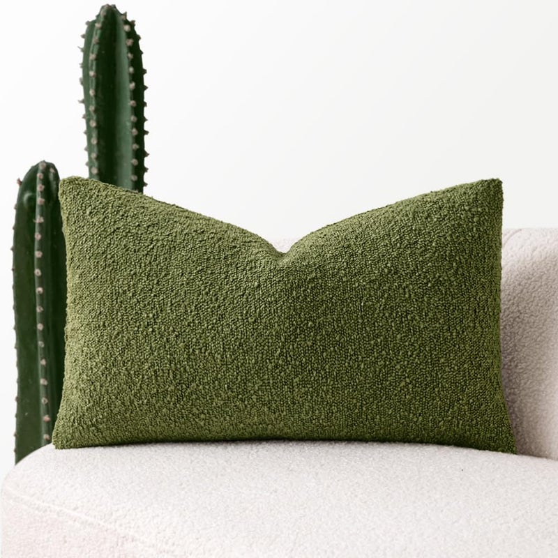 ميولي Miuleee Pack of 1 Olive Green Throw Cover 12 × 20 بوصة تغطية وسادة زخرفية تغطية سادة مزخرفة. - Image 1