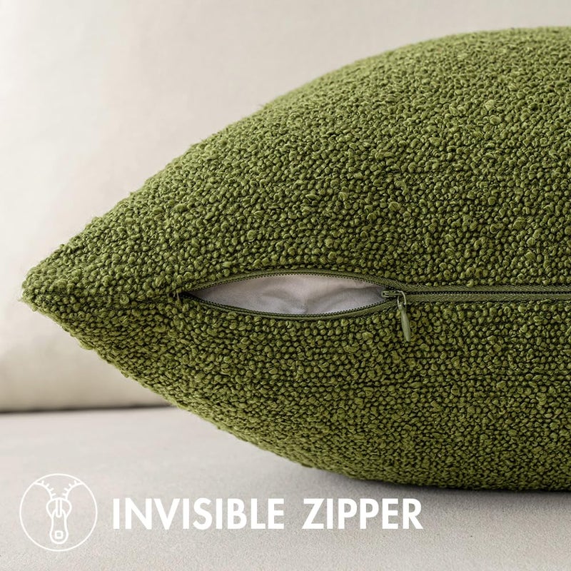 ميولي Miuleee Pack of 1 Olive Green Throw Cover 12 × 20 بوصة تغطية وسادة زخرفية تغطية سادة مزخرفة. - Image 3