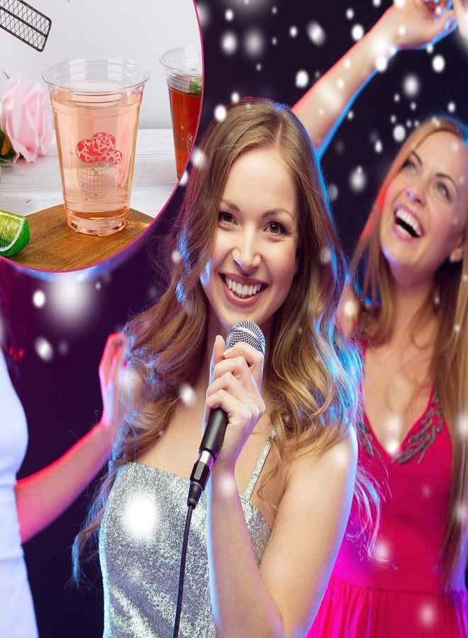 Sliner 100 Pcs Pink Disco Cowgirl Plastic Cups Bachelorette Party Decorations 12 oz Disposable Clear Disco Ball Cups for Bachelorette Birthday Wedding 70s 80s 90s Party - Image 5