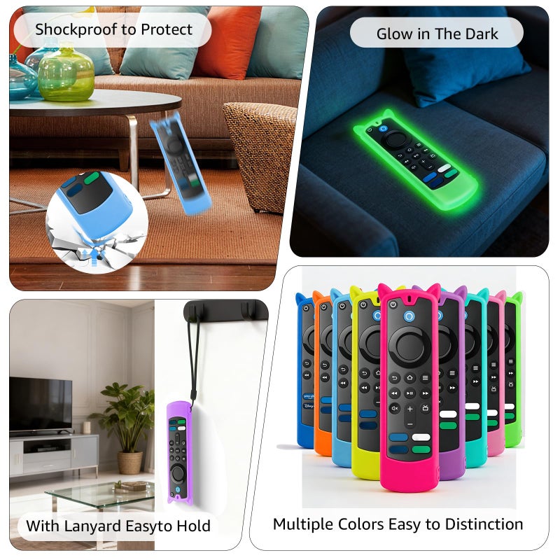 Wevove [3 Pack] Silicone Remote 3rd gen Cover with Lanyard,Anti-Slip Soft Silicone Protective Controller Case Glow in The Dark - Image 4