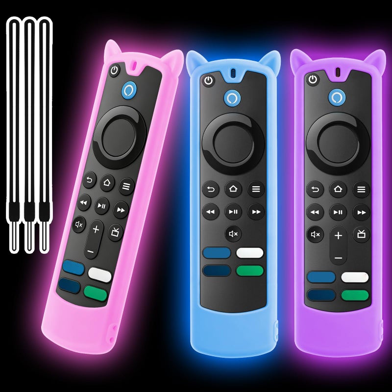 Wevove [3 Pack] Silicone Remote 3rd gen Cover with Lanyard,Anti-Slip Soft Silicone Protective Controller Case Glow in The Dark - Image 1