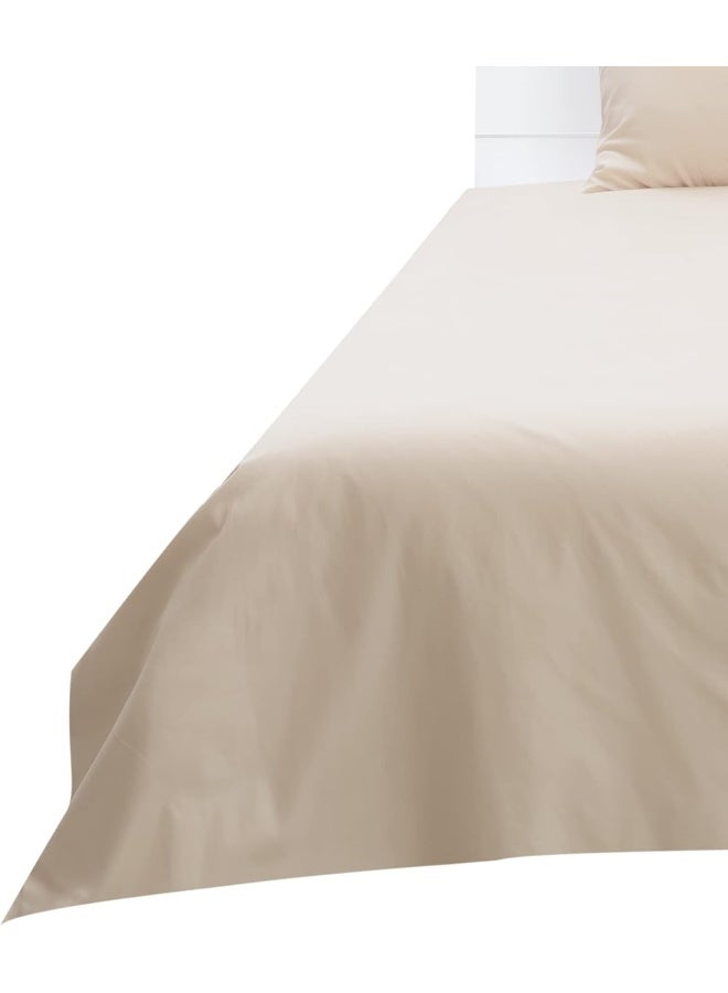 Hotel Linen Klub Double Flat Sheet 3-Piece Set - 180 Thread Count 100% Cotton Percale, Flat Sheet (220 x 240 cm) and 2-Piece Pillowcases (50 x 75 cm), Ultra-Soft and Durable Bedding, Stone - Image 3