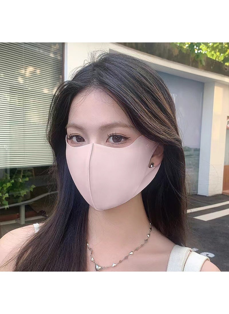 Generic Breathable Ice Silk Sun Protection Face Mask for Women Pink 