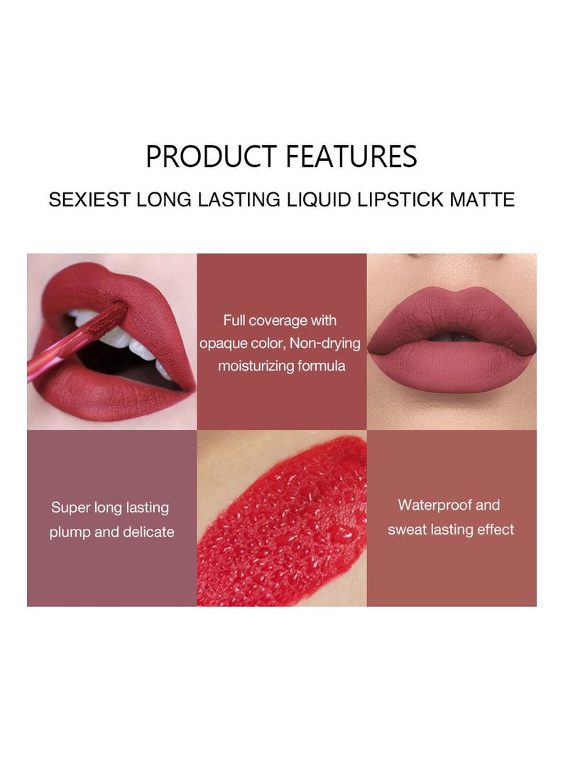 Handaiyan Lipstick Matte Liquid Lipsticks Makeup For Women Velvet Long Lasting Waterproof Highly Pigmented Colour Quick-Drying, Smudge-Proof, Nourishes, Conditions,Ultra Soft Moisturizes  - Image 2