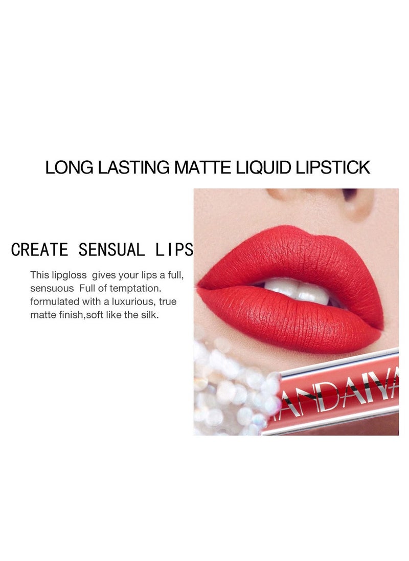 Handaiyan Lipstick Matte Liquid Lipsticks Makeup For Women Velvet Long Lasting Waterproof Highly Pigmented Colour Quick-Drying, Smudge-Proof, Nourishes, Conditions,Ultra Soft Moisturizes  - Image 3