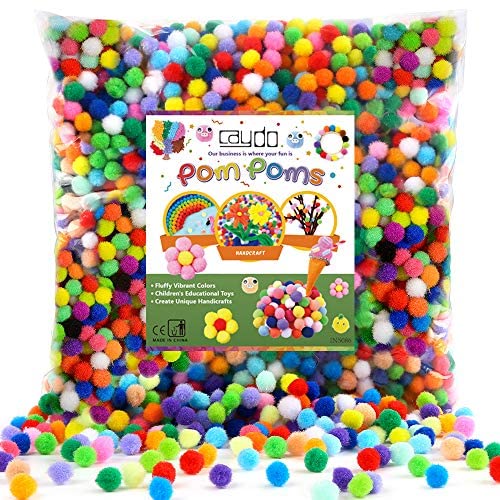 Caydo Caydo 2000 Pieces 1 cm Pompoms Fuzzy Pom Poms Ball for DIY Art Craft SuppliesAssorted Color