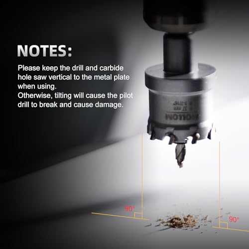 Mollom 10Pcs(14-60mm) TCT Carbide Hole Saw Kit for Hard Metal, 10Pcs Hole Cutters with 3Pcs Extra Pilot Drill Bits and 1Pcs Hex Key for Stainless Steel, Iron,Aluminum,Alloy,Metal. - Image 4