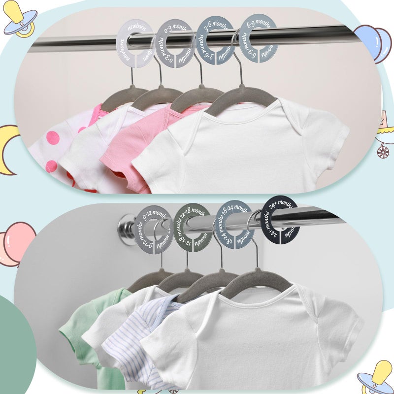 ForraFun 8 Pcs Baby Closet Dividers Unisex Baby Clothes Organizers Clear Labels for Nursery Closet Organizer & Decor Nursery Fits Most Rods(Modern,Cool Colors) - Image 5
